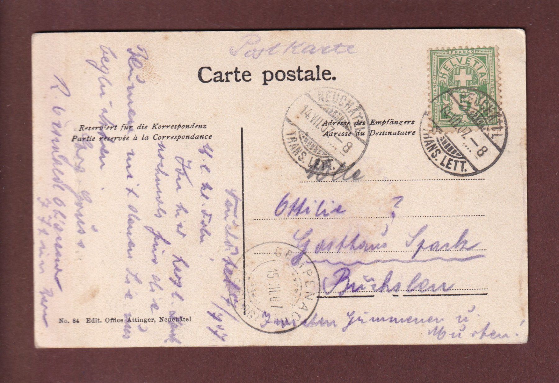 Cartoline postali: NEUCHÂTEL - Entrée du Château - 1907 – Usato da Pully venduto da nicecards 1
