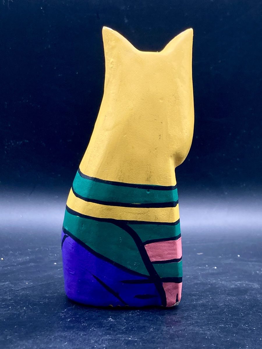 Statuette: Bunte handbemalte Laurel Burch Holz-Katze, Vintage – Usato da Vinelz venduto da Viewfinder84 3