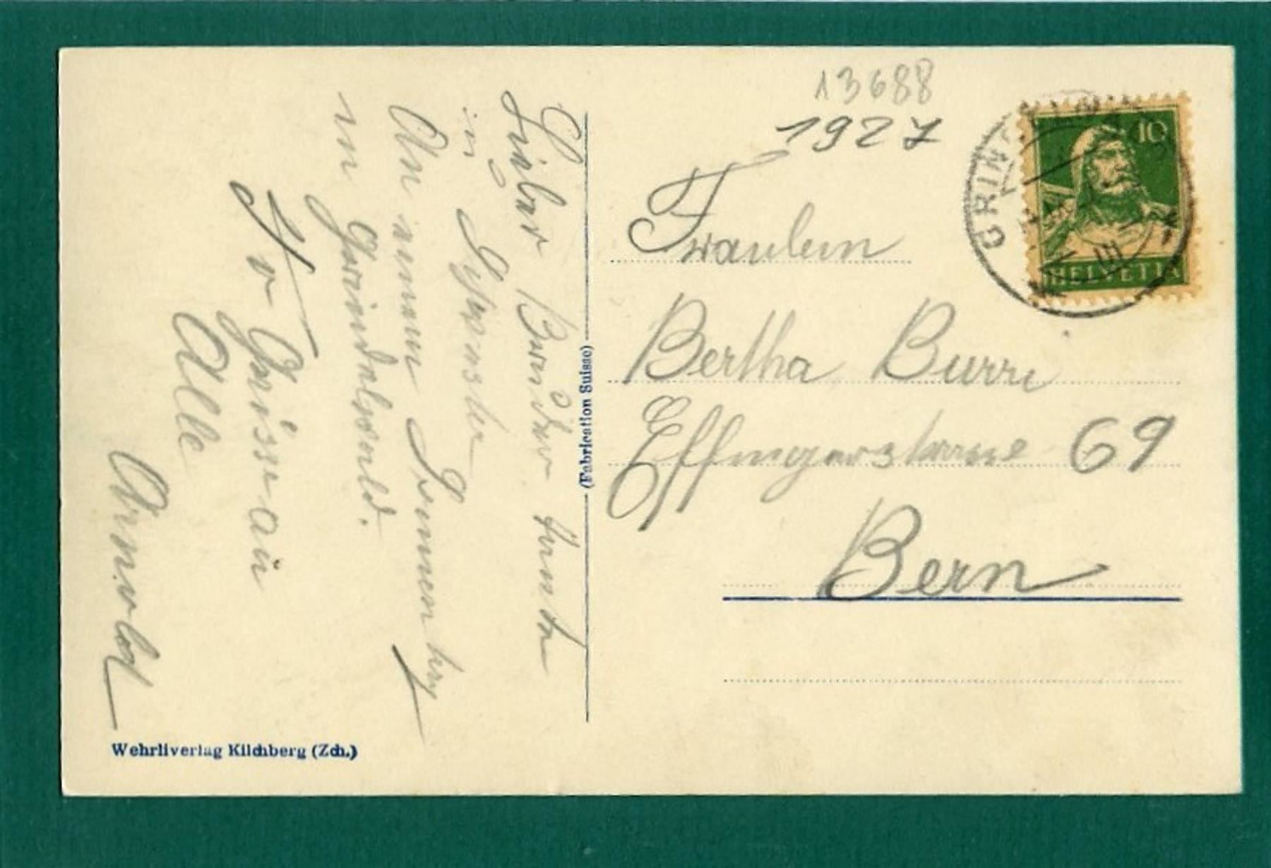 Cartoline postali: Grindelwald, der Eiger, 1927, gelaufen – Usato da Sargans venduto da Hausi1951 1