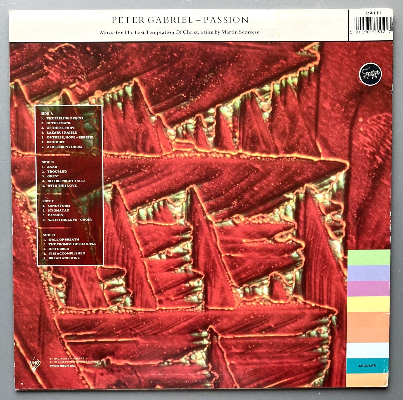 Dischi in vinile: PETER GABRIEL - PASSION – Usato da Poliez-Pittet venduto da Newtown-Records 1