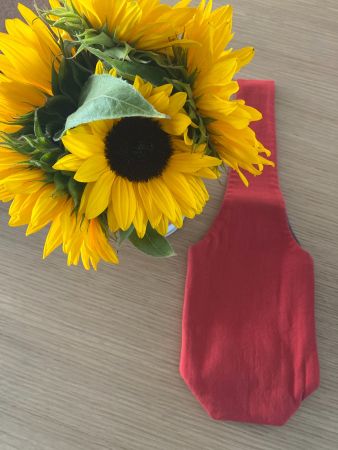 Flaschesäckli - Trinktasche im Hakka- Blumendruck(Rot/Grün)