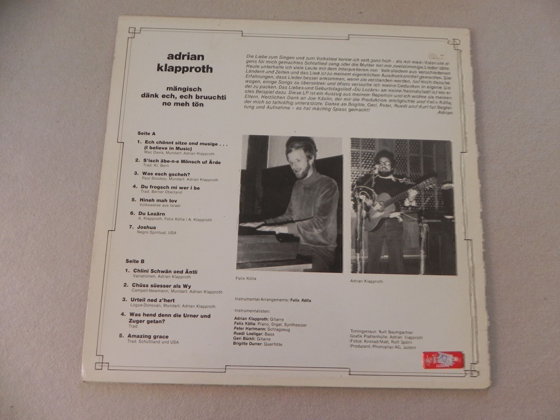 Dischi in vinile: Schweizer LP Adrian Klapproth um 1975 – Usato da Siebnen venduto da krimsie 1