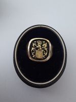 Wappenring Gelbgold 750 mit Weissgold - Rand