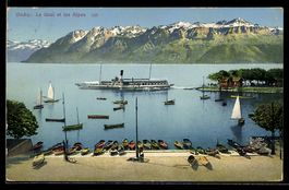 AK Ouchy, Le Quai et les Alpes, 1912
