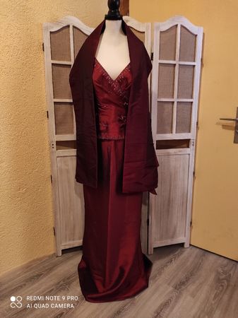 Hochzeitskleid / Standesamtkleid Ravenna bordeauxrot Gr.40 ⭐