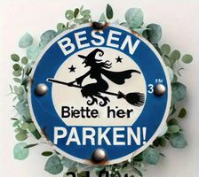 Hexenschild "Besen parken", Deko ( Metall)