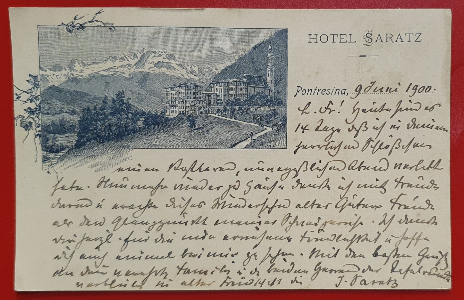 Ansichtskarten: Pontresina 1900 - Hotel Saratz – Gebraucht aus Kreuzlingen von Rschweiz1