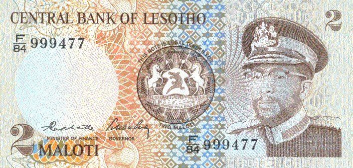 Banknoten: Lesotho 2 Maloti 1984 P-4b UNC, letzter Präfix – Neu (gemäss Beschreibung) aus Schliern b. Köniz von pizzitaxi