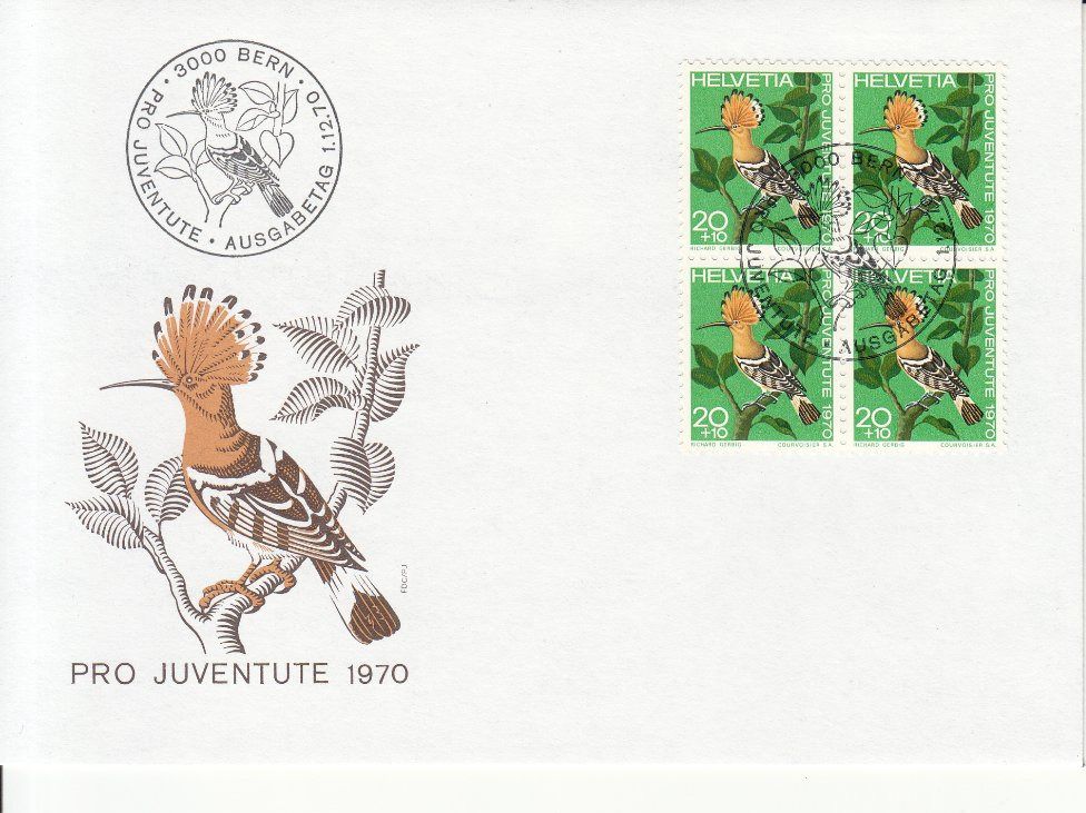 Alle Briefmarken: SBK J232 - J235 im 4er-Block FDC – Gebraucht aus Bürglen TG von StampGraf 2