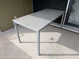 Gartentisch mit Granitplatte und Metallgestell 160 x 80 x 75