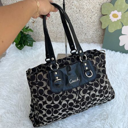 Coach Tasche Monogram schwarz grau 43x27cm guter Zustand