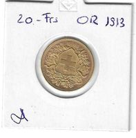 Monnaie Suisse: 20 Fr 1913 en or