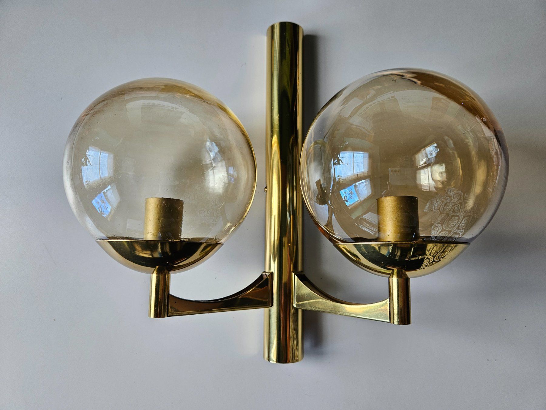 Lampen: Applique double Honsel - Space Age - globes ambrés – Gebraucht aus Echandens von annegug