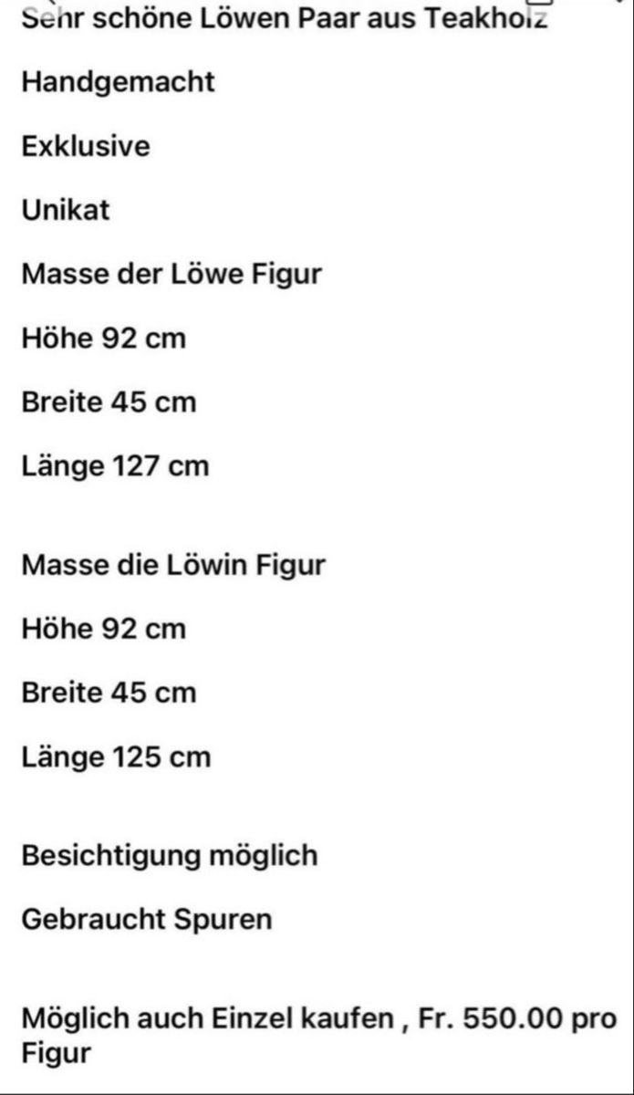 Skulpturen & Statuen: Löwen Paar aus Teakholz – Gebraucht aus Biel/Bienne von Katja01112 5