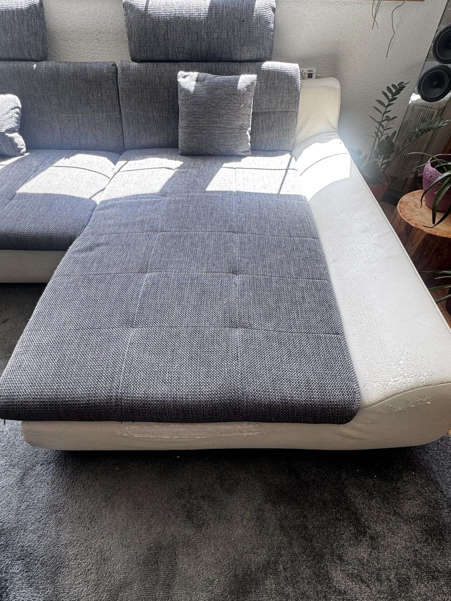 Divani: Grosses Ecksofa, Grau/Weiss, Stoff/Kunstleder – Usato da schwellbrunn venduto da cb6_5wq2 3