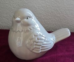 Keramik Vogel Figur, taube-grau, Vintage Stil, Top!