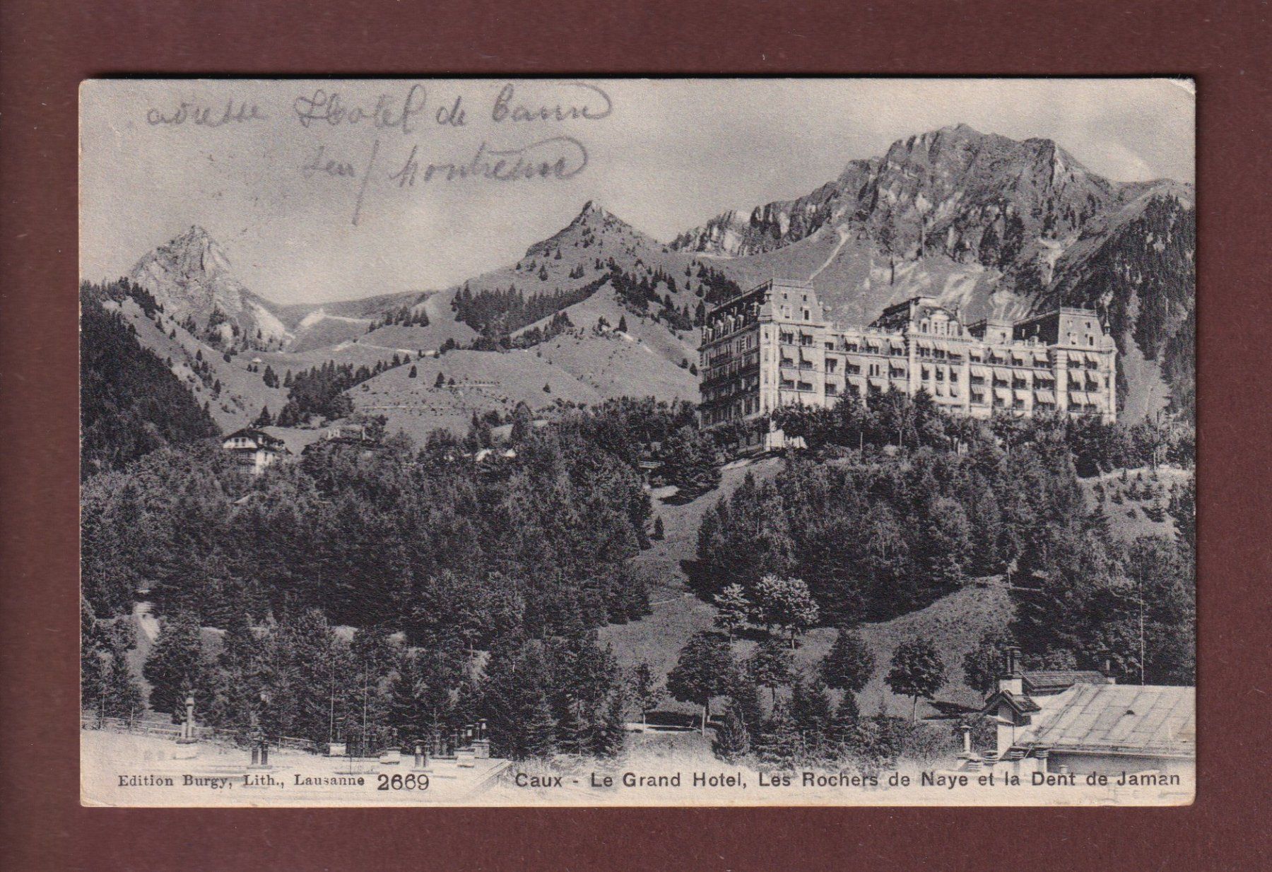 Cartoline postali: CAUX - Grand Hôtel - 1906 – Usato da Pully venduto da nicecards