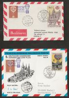 Ballon 2 Belege 1968 Tschechoslowakei Milin Dobris Luftpost