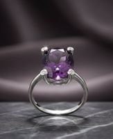 Silber 925 Amethyst-Zirkonia Ring - Neu