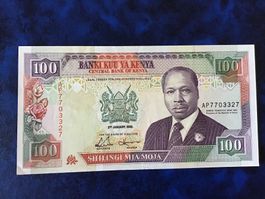 Kenya 100 Schilling Note, Jahrgang 1992