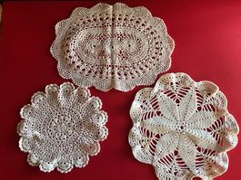 Platzdeckchen Vintage Untersetzer Tischset gehäkelt 3 Stk