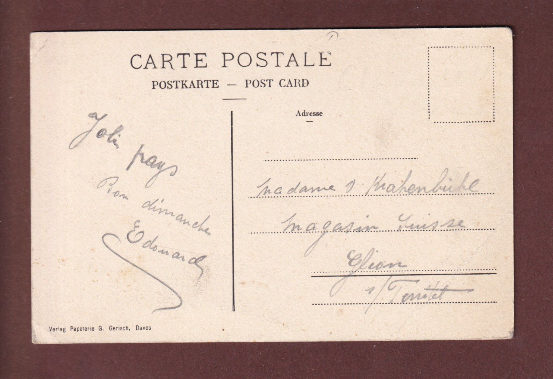 Cartoline postali: DAVOS - Blick von Clavadel-Alp aus – Usato da Pully venduto da nicecards 1