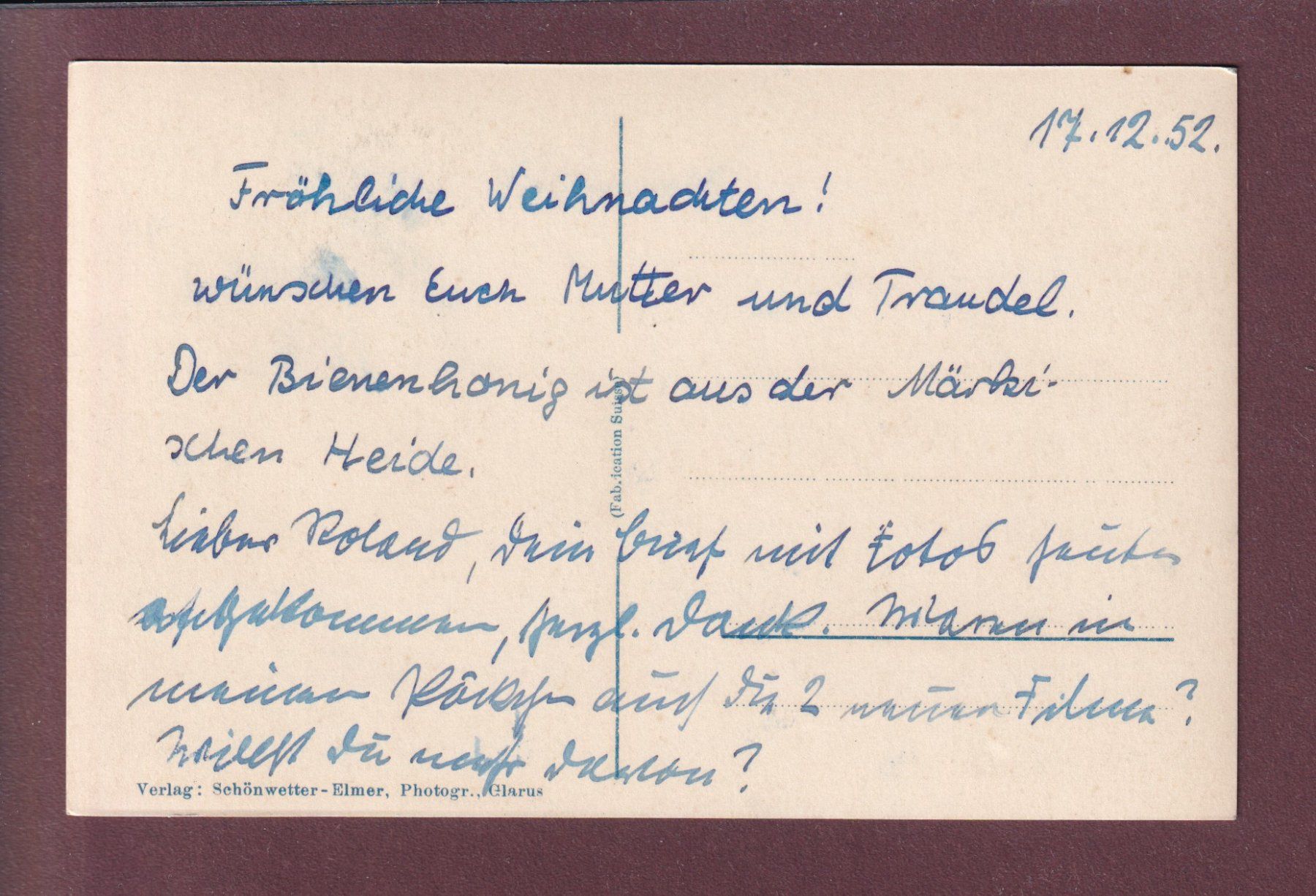 Cartoline postali: KLAUSENSTRASSE - 1952 – Usato da Pully venduto da nicecards 1