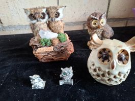 Eulen-Figuren-Sammlung, 5 Stück, Vintage-Stil, Top!