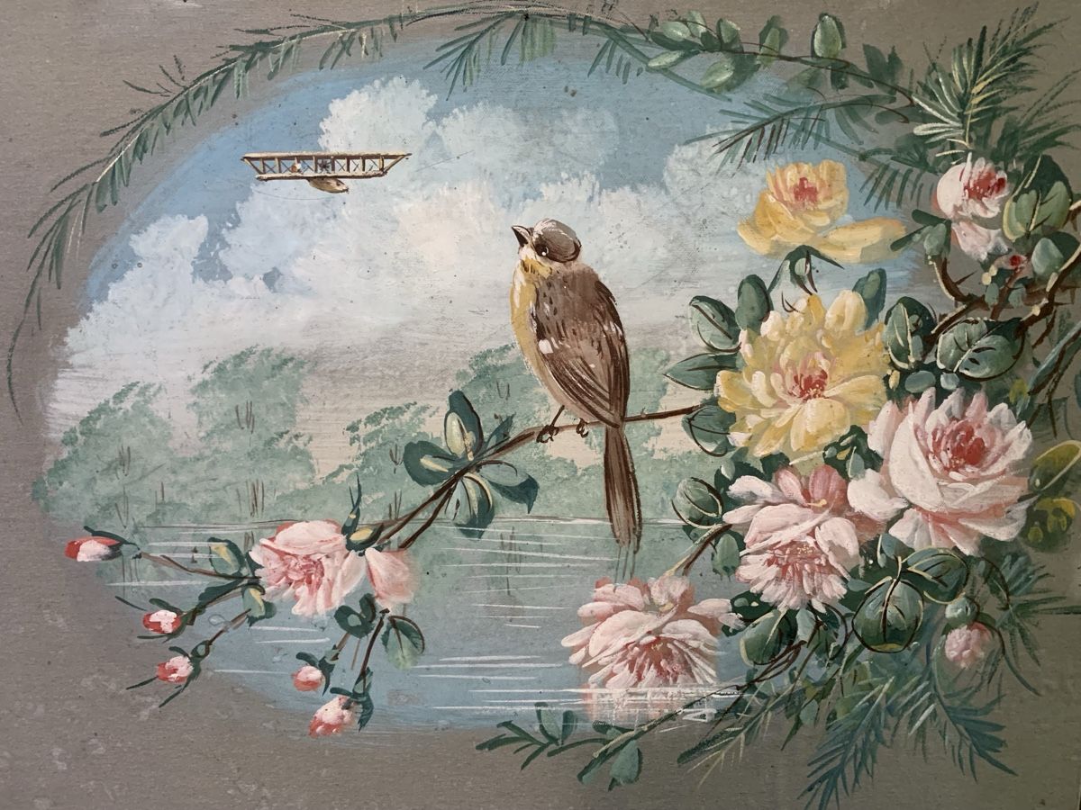 Tableaux: Gemälde Vogel mit Blumen und Flugzeug – D'occasion à Wolfhalden par SecondAntique
