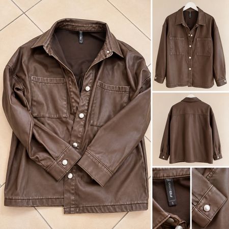 Braune Kunstleder-Hemdjacke – Grösse S