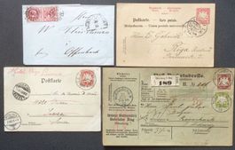 BAYERN: 4 Poststücke aus 1865–1902