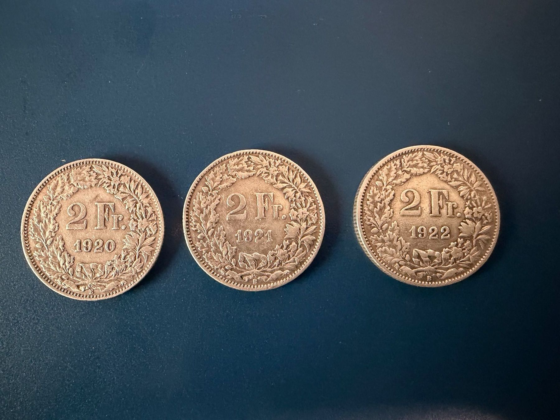 Tutti le monete: 2 Franken, 1920, 1921, 1922, Silber, – Usato da Oberhasli venduto da Sicurezza 4
