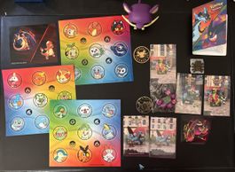 Pokemon TCG Lot Player Guides Accessories coins stickers ecc