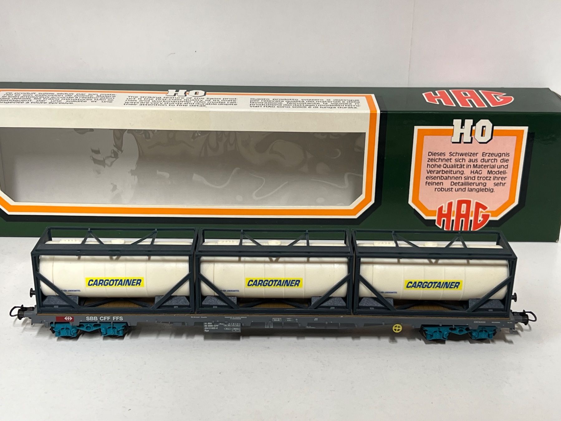 Hag Modellini di ferrovie: HAG Nr. 397  Cargotainer HO DC SBB CFF FFS – Usato da Geroldswil venduto da TopTrain54 1