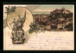 Litho Neuchatel, Ortsansicht aus der Vog