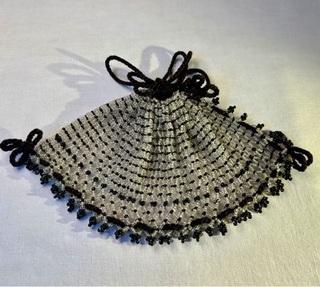 Sac à main vintage perles verre noir/transparente