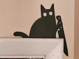 Dekorative Katzenfigur schwarz für Türrahmen neu