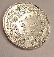 1 Fr. 1961 Helvetia Münze Silber gute Erhaltung