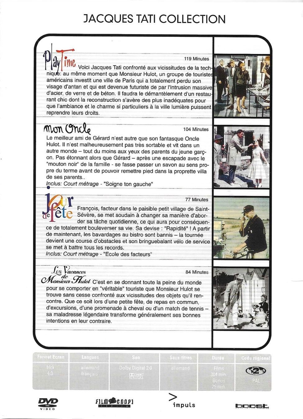 Tutti i DVDs: Jacques Tati Collection - Box 4 DVD + bonus – Usato da Savagnier venduto da Ne2065 1