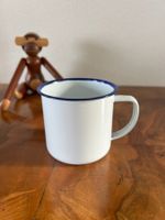 ⭐️ Vintage Emaille Tasse, Becher, Top Zustand, Weiss/Blau ⭐️