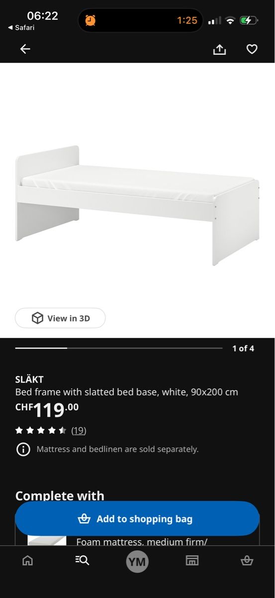 Ikea Reti a doghe: SLÄKT Bed frame white 90x200 cm good condition – Usato da Schliern b. Köniz venduto da yas_gs9q 2