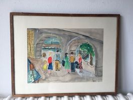 Interesante  Luzern Aquarelle Signierte Bild