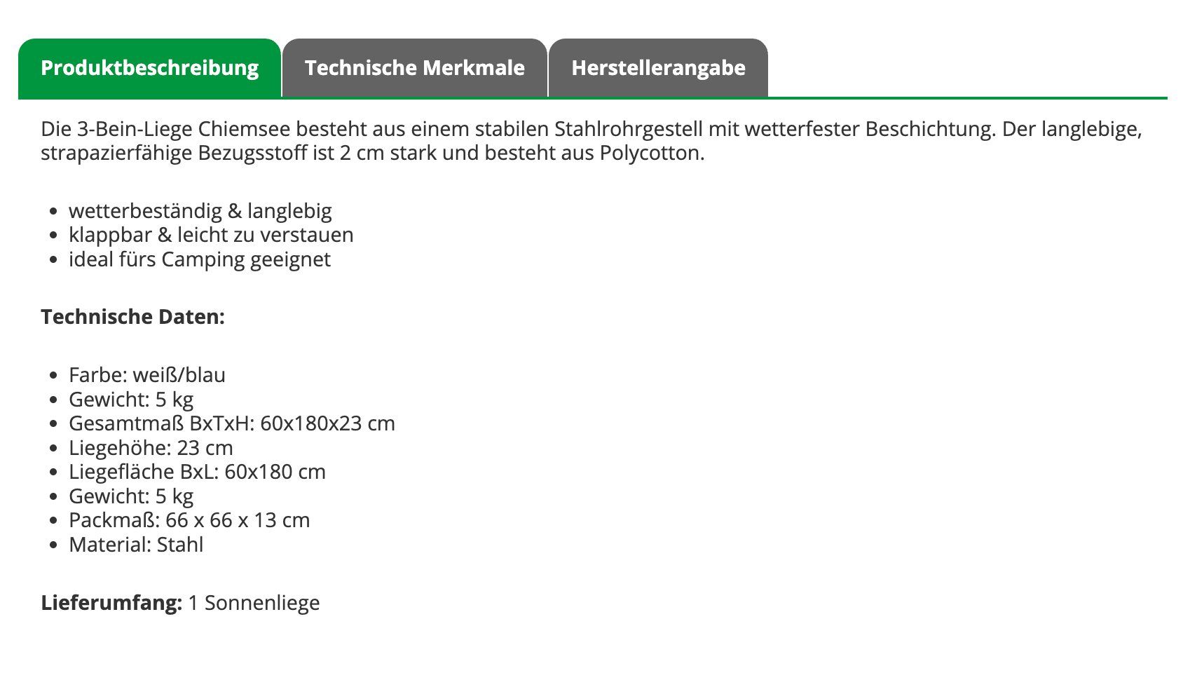 Sedie a sdraio: Sonnenliege, klappbar, blau / weiss – Usato da Winterthur venduto da Kasbra 5