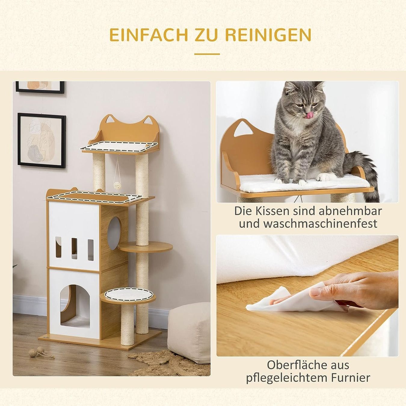 Katzenbaum - Kratzbaum: PawHut Kratzbaum Weiß+Holz – Neu und originalverpackt aus Bottighofen von zaap 6