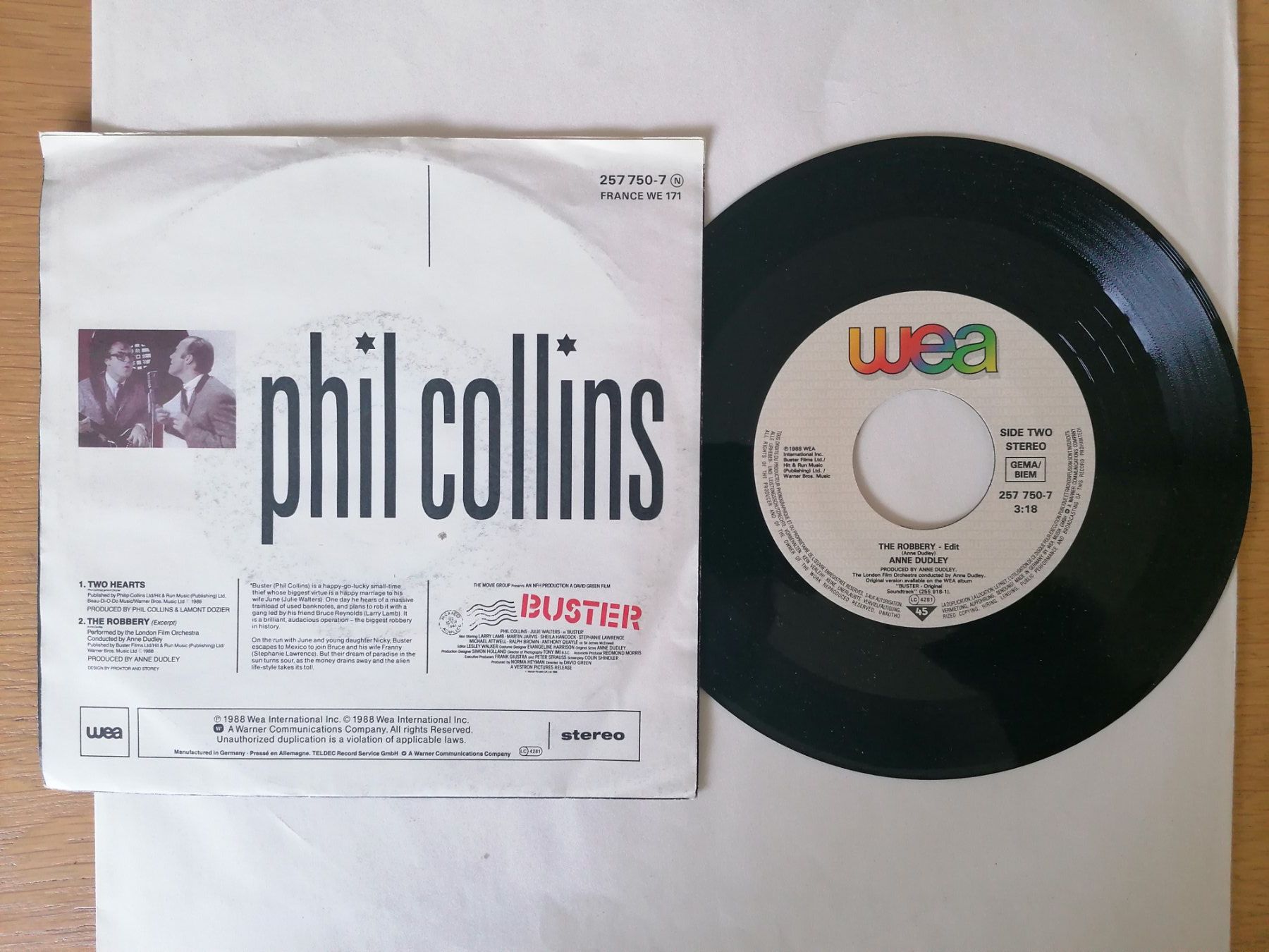 Dischi in vinile: Phil Collins - Two Hearts - Single Schallplatte, – Usato da Beinwil am See venduto da Funkthesizer 1