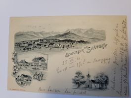 Ansichtskarte Souvenir de Savigny gelaufen 1901 Box1