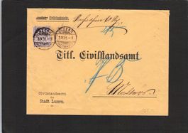 SBK Nr. 64 A auf Beleg Civilstandsamt Luzern , 3.lX.1891