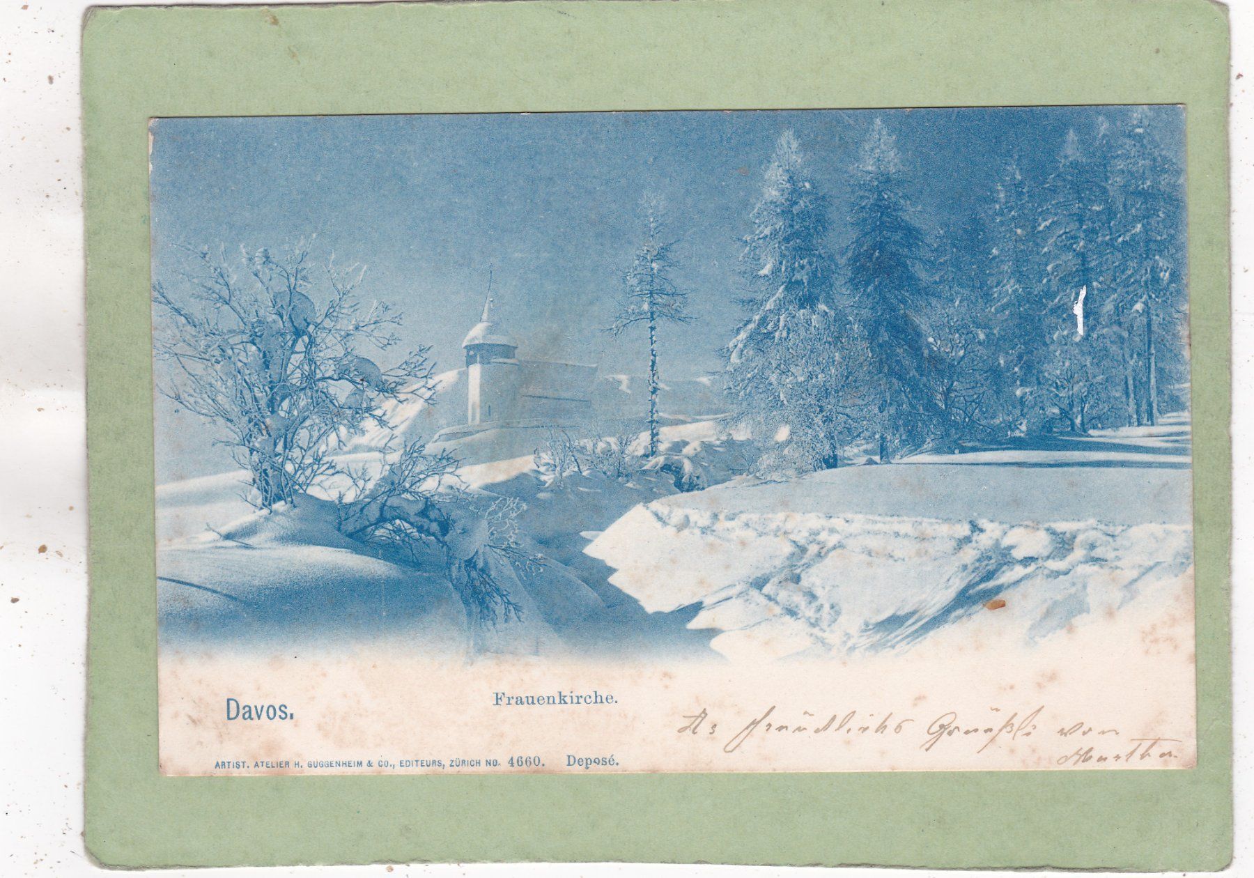 Ansichtskarten: Davos Frauenkirche 1902 – Gebraucht aus Herisau von Lisegrat2008