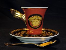 Versace Tasse Medusa mit Untertasse und Löffel von Rosenthal