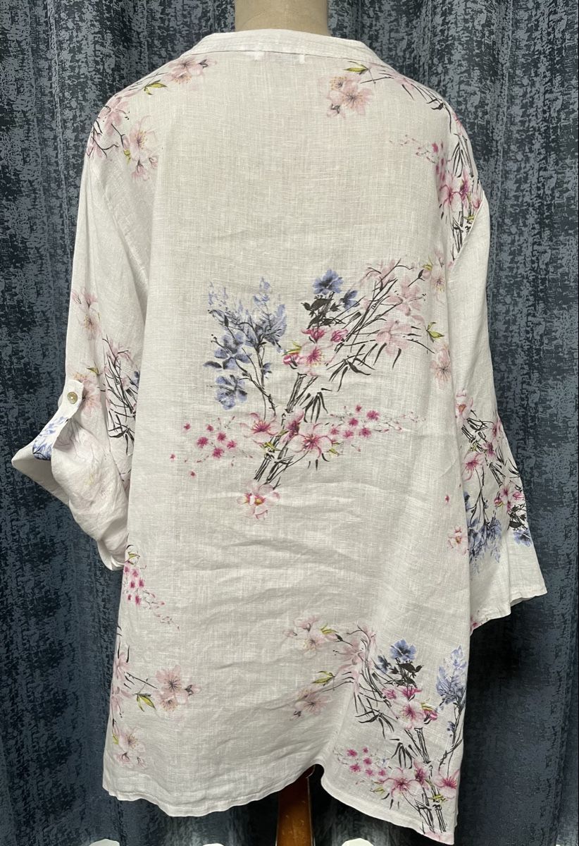 Camicette: Sommerliche Leinenbluse mit Blumenmuster, Grösse 48 – Nuovo (secondo la descrizione) da Eglisau venduto da regulmei 3